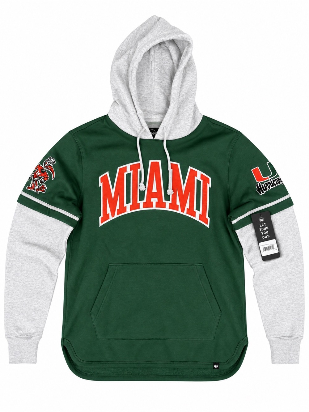 ’47 Miami Hurricanes Men’s Layered Hoodie Medium NWT